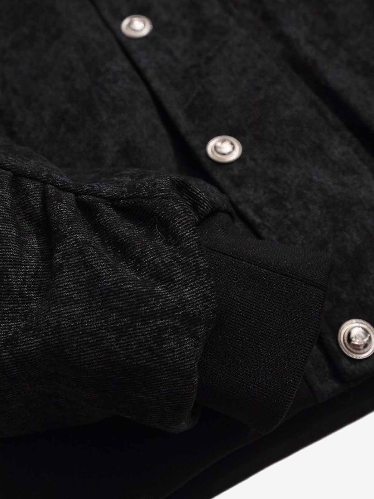 Leopard Panel Fur-Trim Hooded Bomber Jacket 