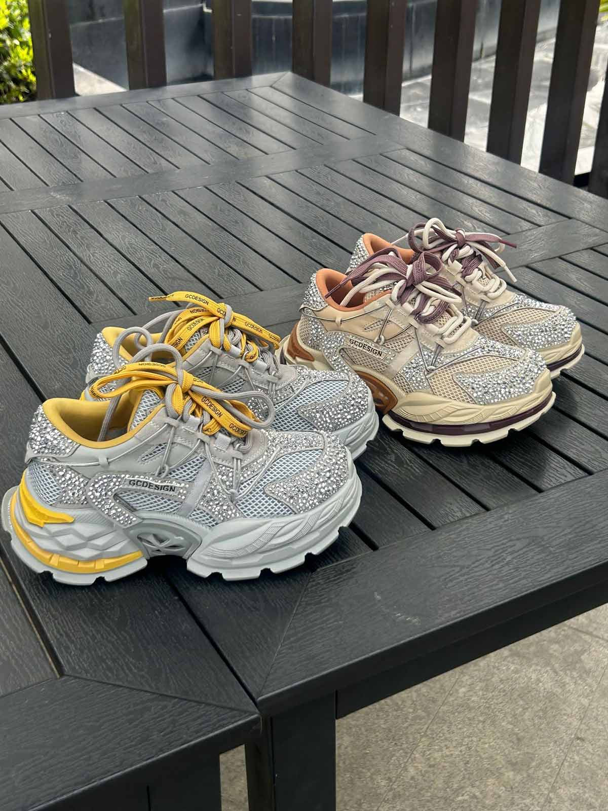 Rhinestone Color Block Sneakers
