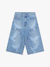 Stylish Denim Shorts with Flying Bird Prints for Summer Outfits 