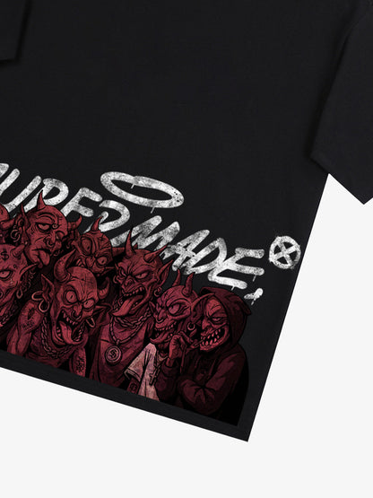 Thesupermade Dark Devil Maniac's Gothic Graffiti T-shirt 