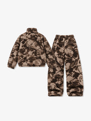 All-Over Print Embroidered Fleece Zip-Up Jacket & Pants Set
