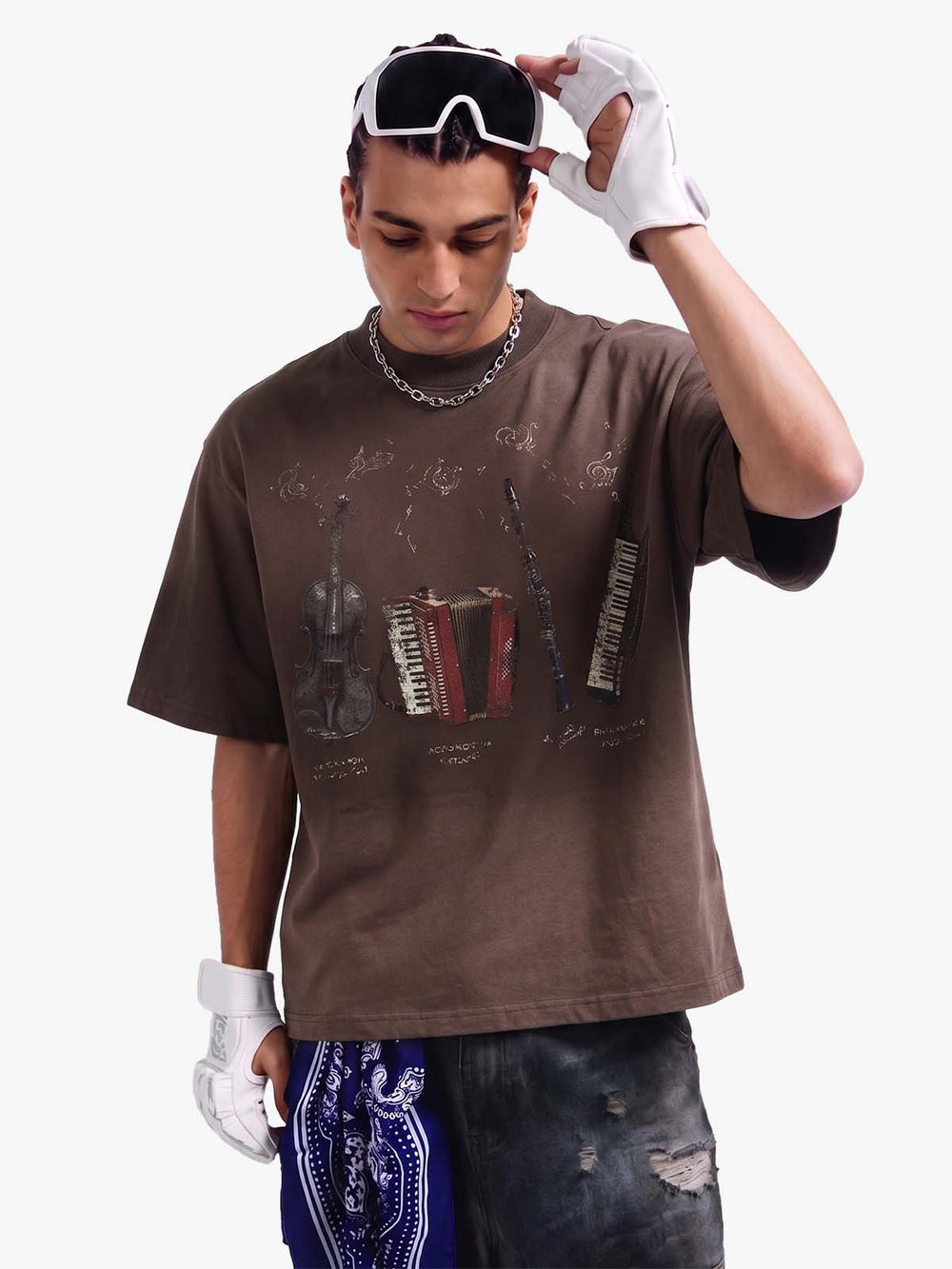 T-Shirt mit Musikinstrument-Grafik
