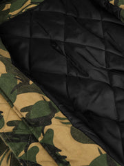 Camo Color Block Quilted Bomber Coat
