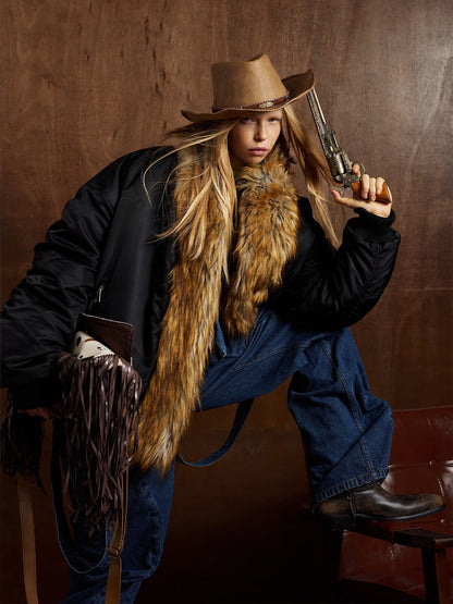 Winter-Ready Corduroy Jacket with Faux Fur Trim for Men 