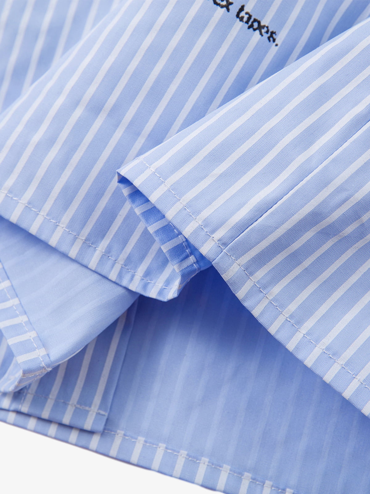 Striped Short-Sleeve Shirt with Graphic Print and Layered Sleeves 