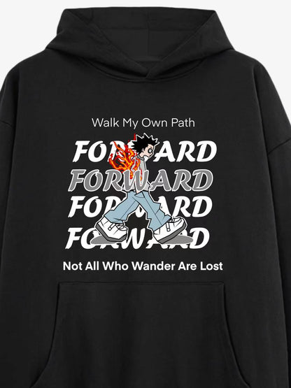 “Walk My Own Path” Graphic Cotton Hoodie 