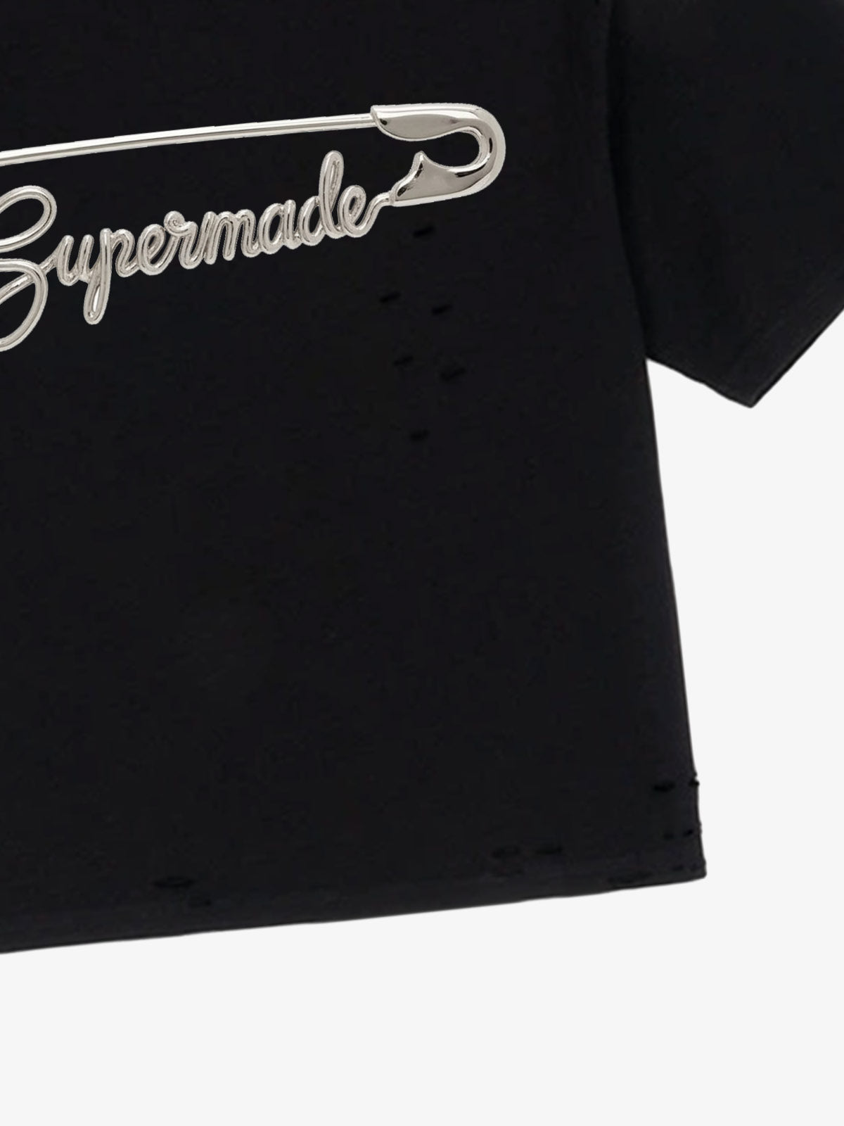 Distressed Safety Pin Cropped T-Shirt 