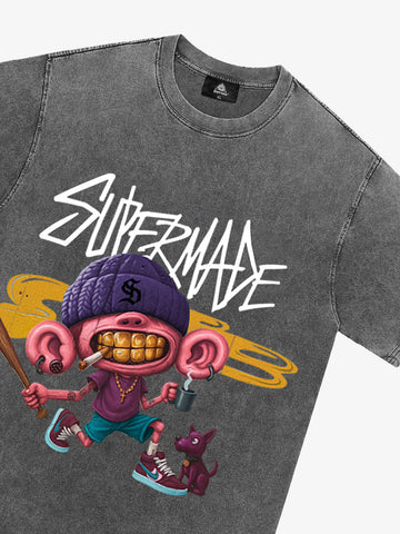 Thesupermade Cartoon Graffiti Trendy Weird Kid T-Shirt 