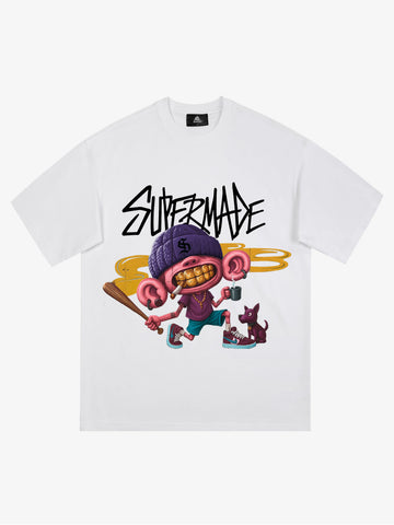 Thesupermade Cartoon Graffiti Trendy Weird Kid T-Shirt 