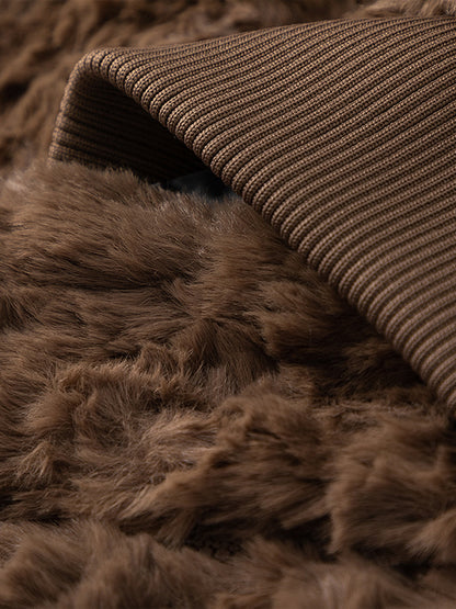 Vintage Stand Collar Sherpa Fleece Cotton Jacket 