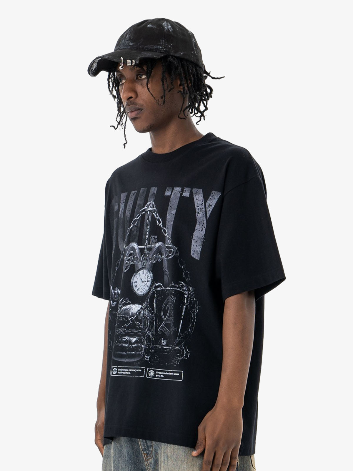 Vintage Chain Watch Print T-shirt 