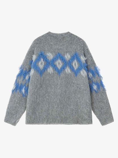 Cozy Knit Sweater with Geometric Pattern for Fall and Winter 