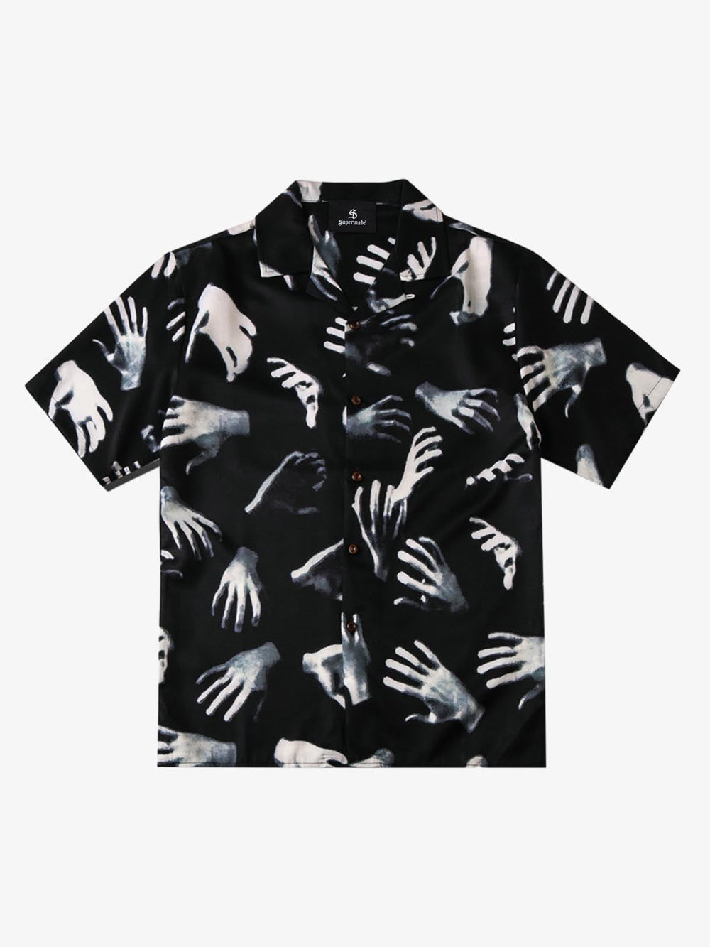Gothic Ghost Hands Camp Collar Boxy Shirt 