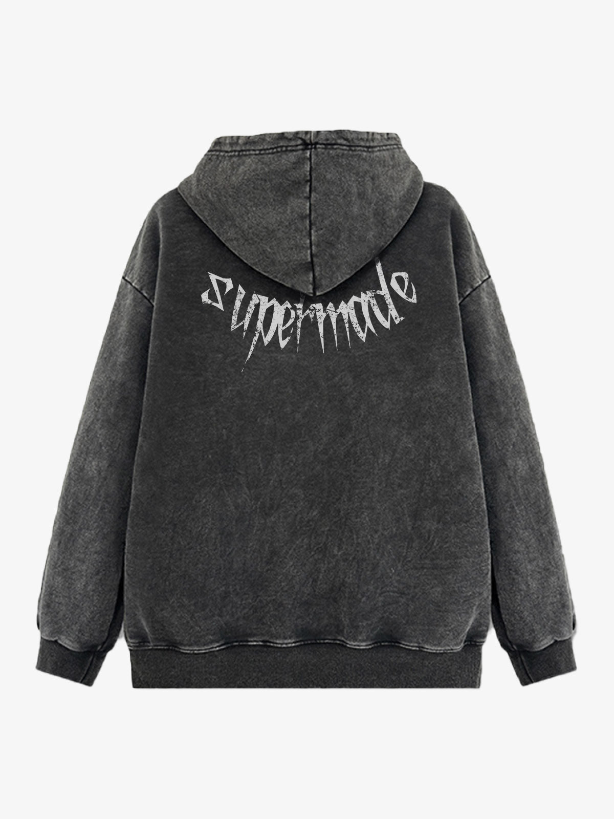 THE SUPERMADE Oversized Black Hoodie with Graphic Print Design 