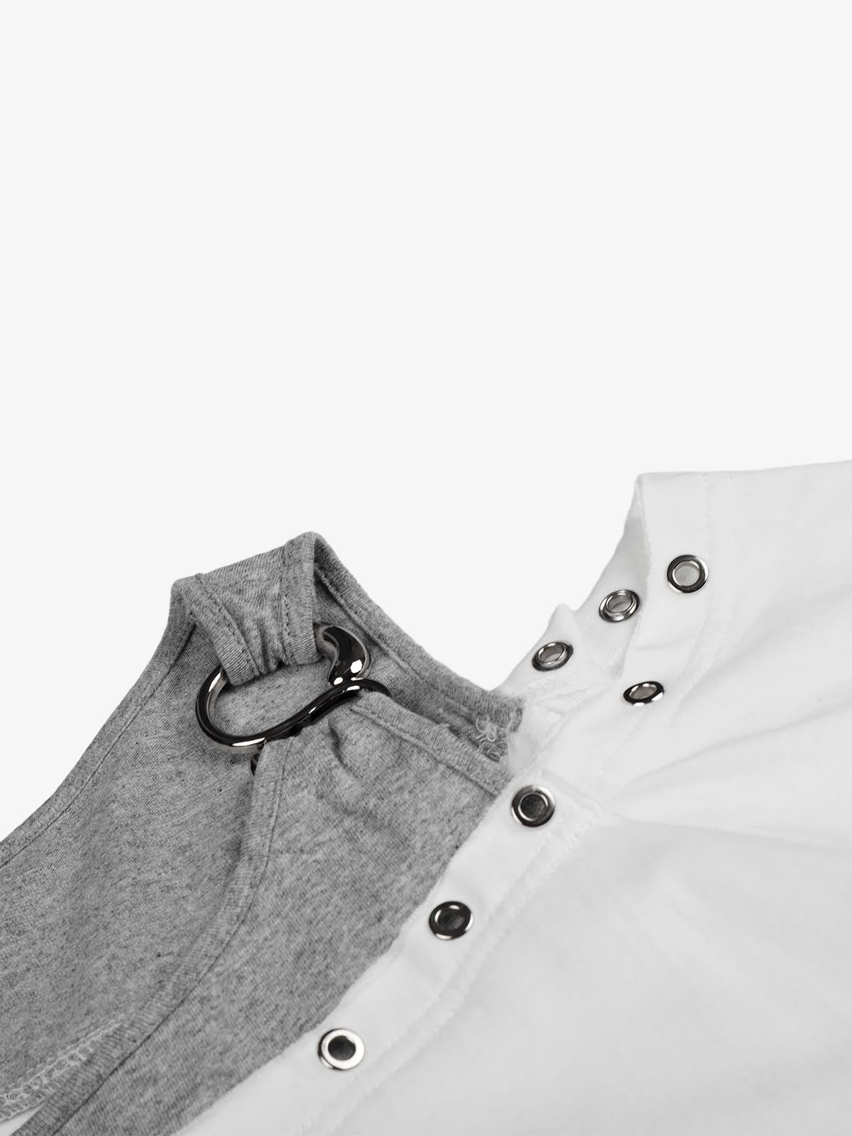 Gothic-Layered Grommet Strap T-Shirt 