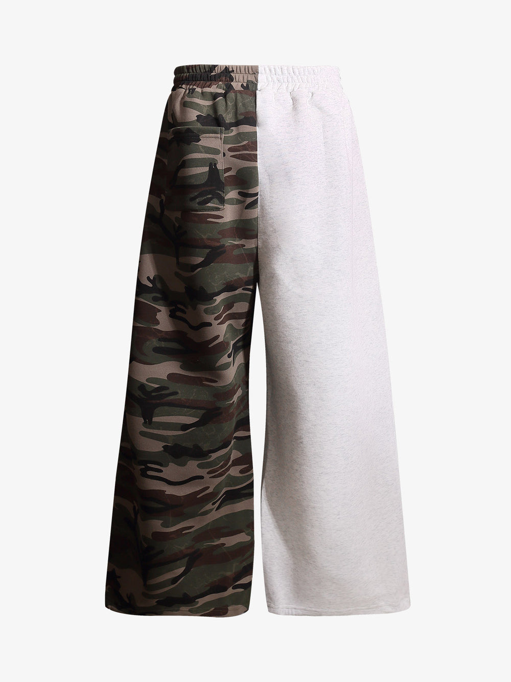 Camo Flag Graphic Patchwork Wide-Leg Sweatpants