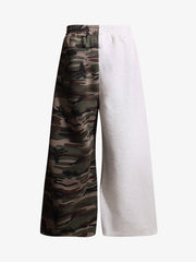 Camo Flag Graphic Patchwork Wide-Leg Sweatpants