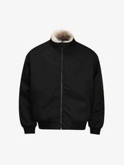 Faux-Fur Collar Zip Bomber Coat