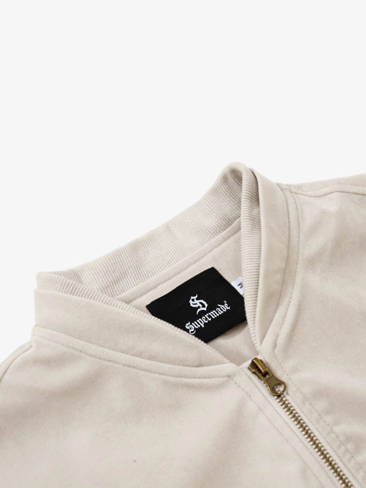 Detachable Fur-Trim Stand Collar Suede Zip-Up Jacket