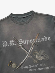 Salt Bones Graphic Distressed Long Sleeve Tee