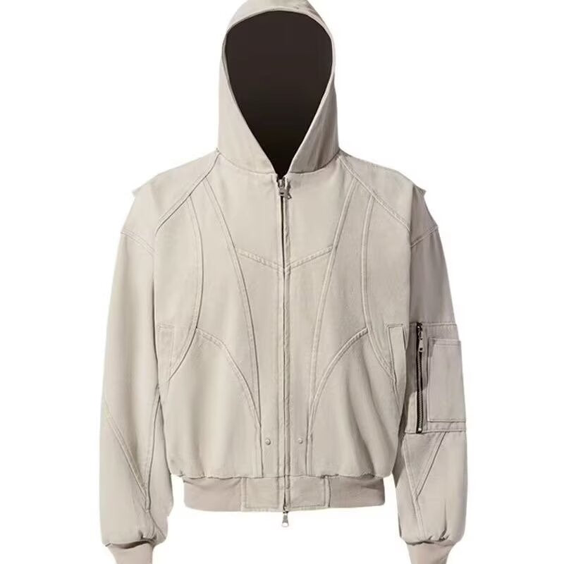 Washed Deconstructed Multi-Pocket Hooded Jacket