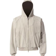 Washed Deconstructed Multi-Pocket Hooded Jacket