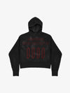 Anti-War Graphic Open-Mesh Knit Boxy Hoodie