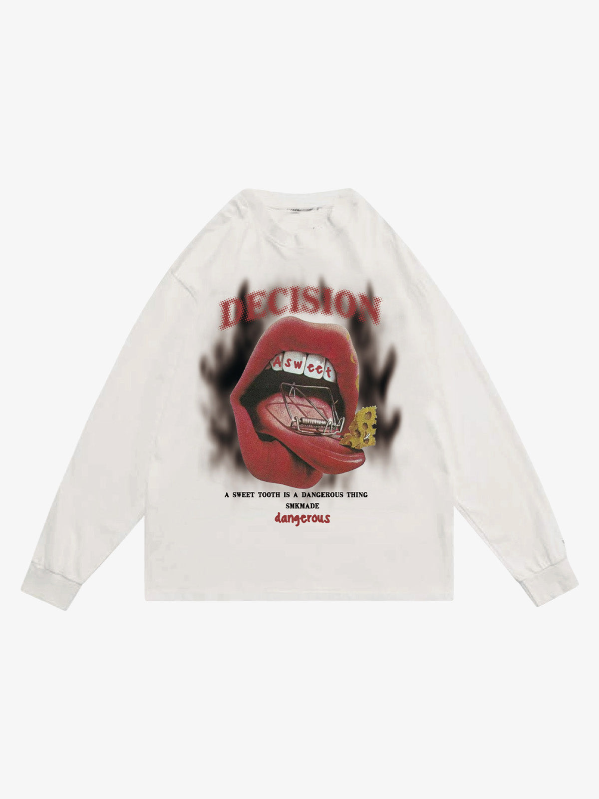 Graphic Creative Lip Print Washed Sweatshirt 