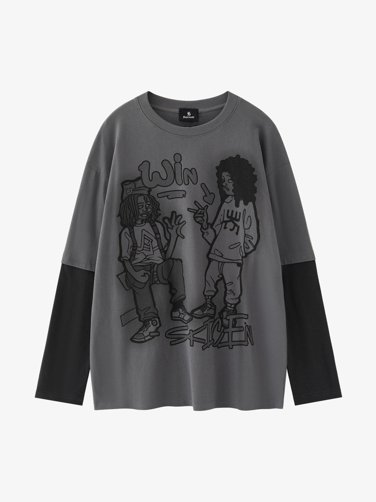 グラフィティパッチワーク長袖Tシャツ