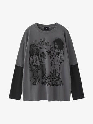 Graffiti Patchwork Long Sleeve Tee