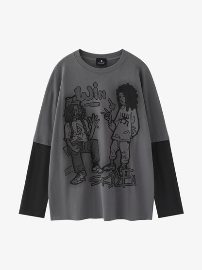 Graffiti Patchwork Long Sleeve Tee