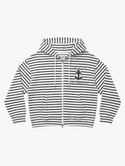 Anchor Appliqué Striped Terry Zip Hoodie
