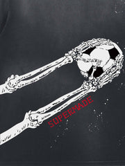 Skull Goalkeeper Splatter Graphic T-Shirt 