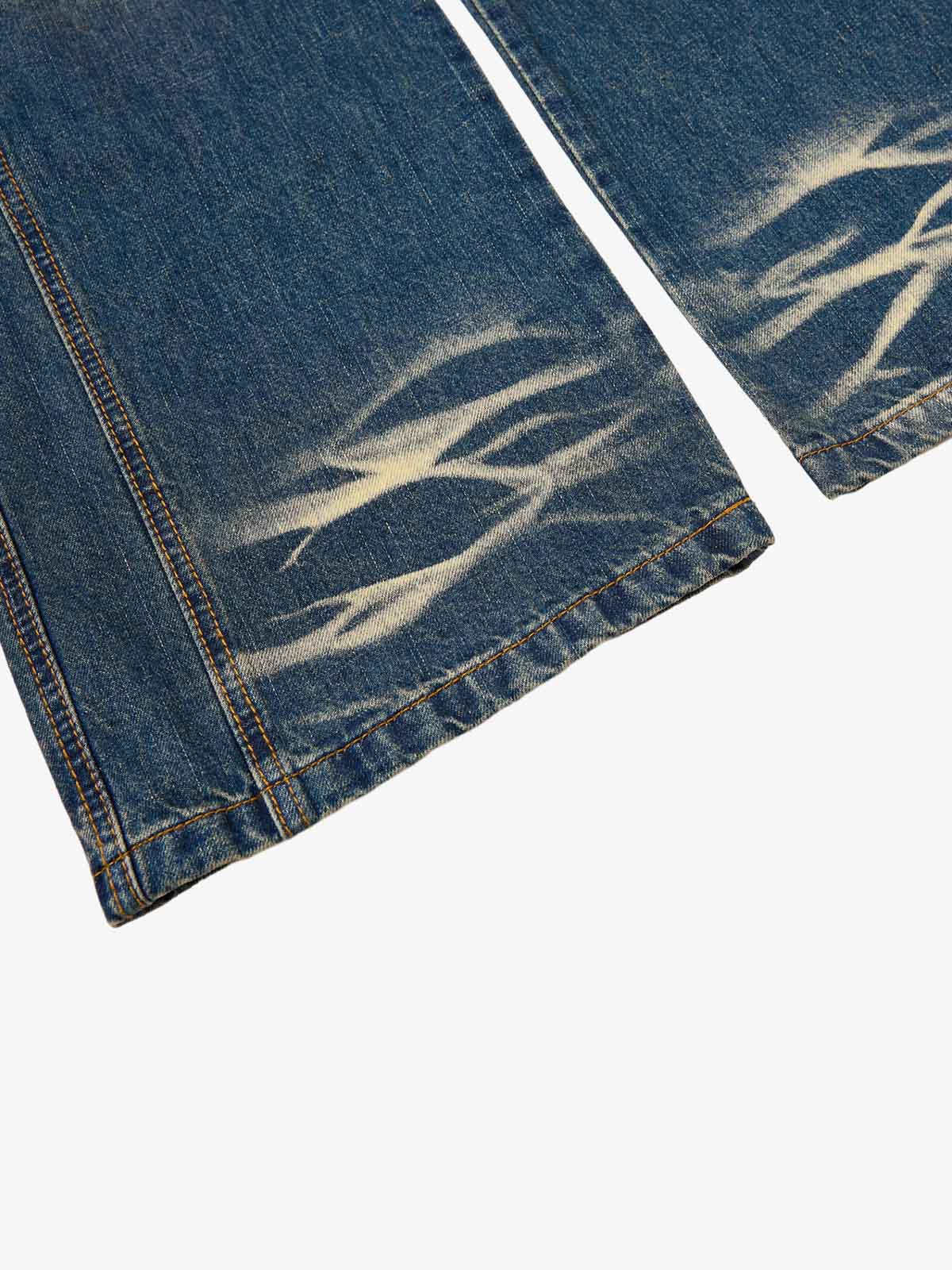 Vintage Washed Distressed Straight-Leg Jeans 