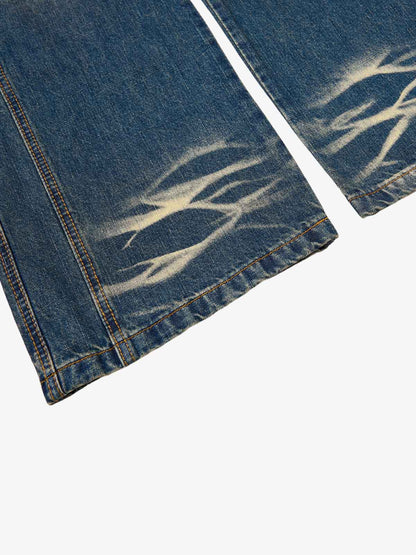 Vintage Washed Distressed Straight-Leg Jeans 