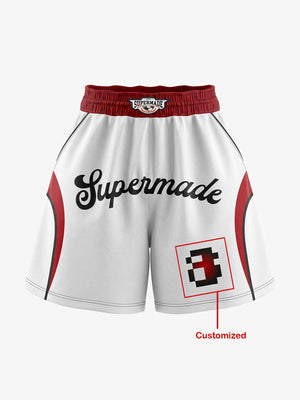 Retro Japanese-Style Red & White Pixel Print Custom Jersey Set