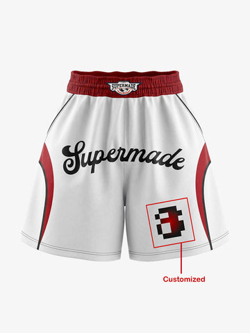 Retro Japanese-Style Red & White Pixel Print Custom Jersey Set