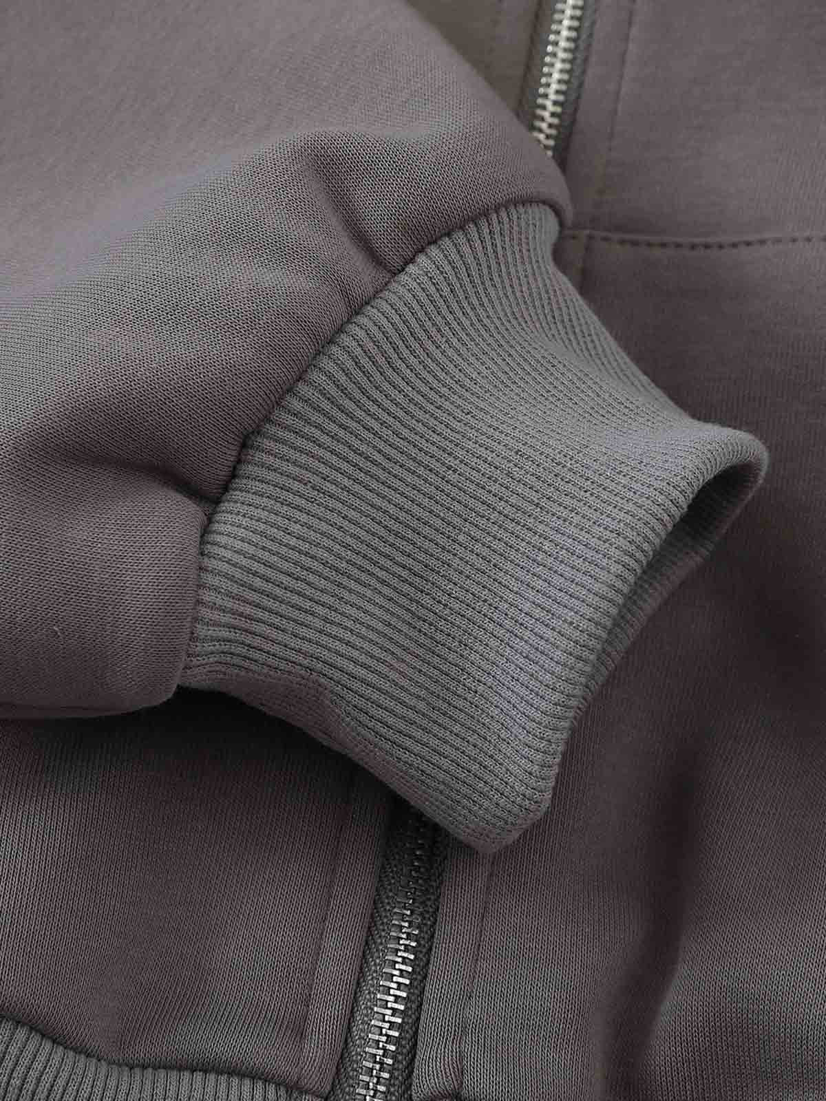 Off-Shoulder Layered Zip-Up Cropped Hoodie
