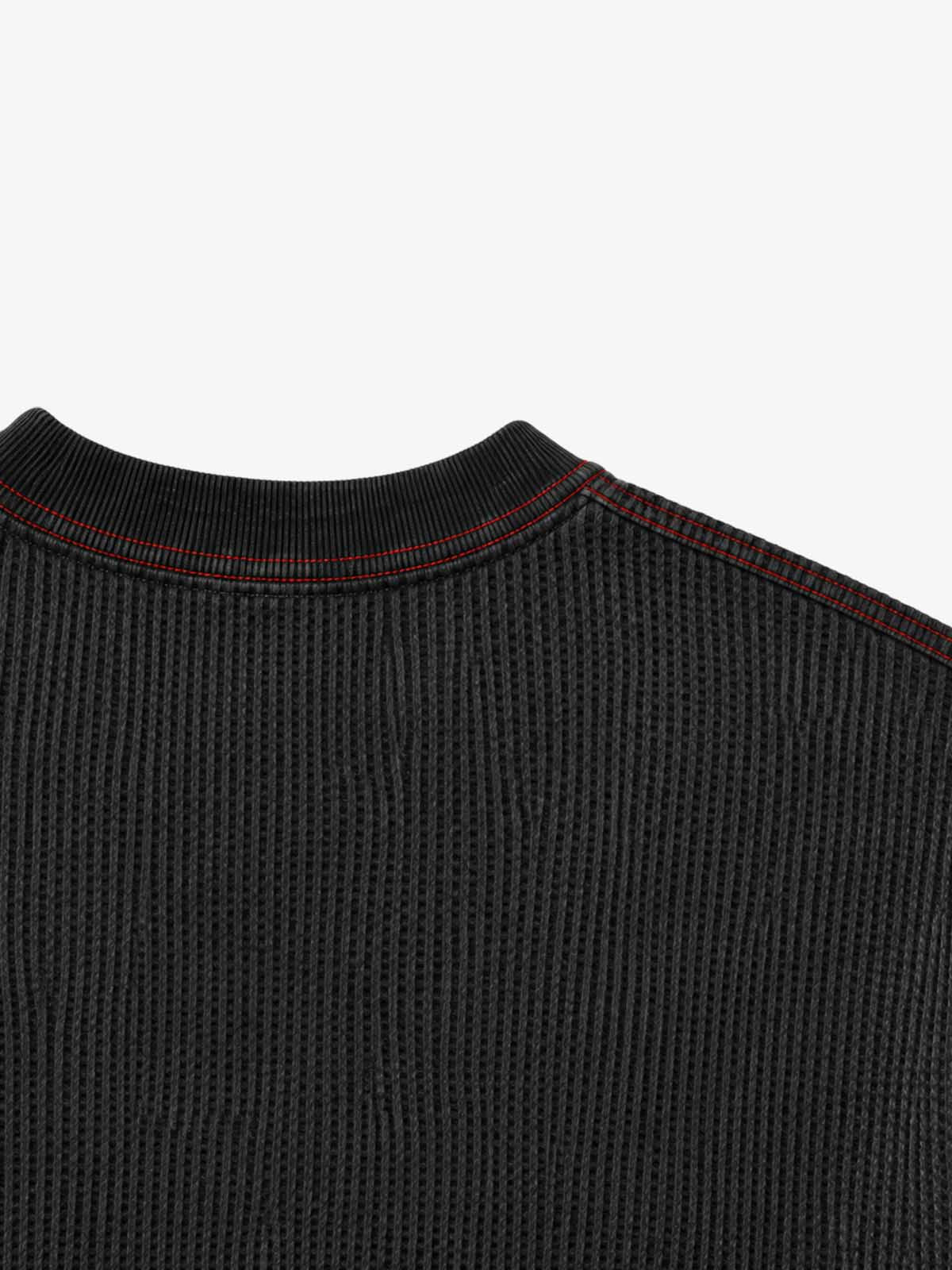 Gear Graphic Color Block Washed Waffle Long Sleeve Tee