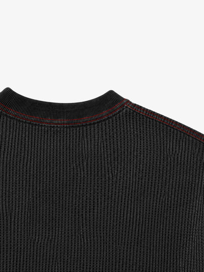Gear Graphic Color Block Washed Waffle Long Sleeve Tee
