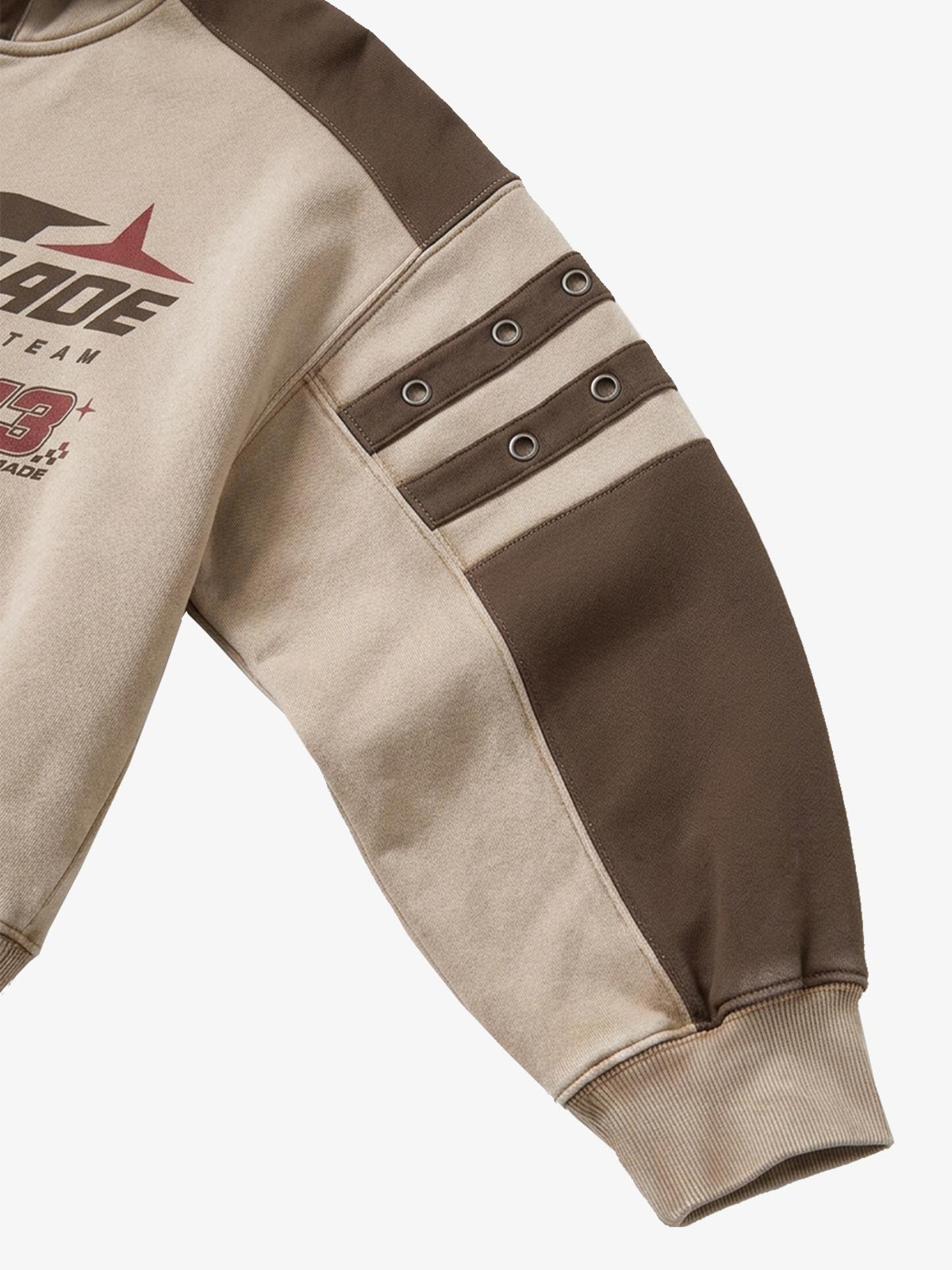 Contrast Panel Graphic Zip-Up Hoodie & Wide-Leg Sweatpants Set