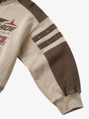 Contrast Panel Graphic Zip-Up Hoodie & Wide-Leg Sweatpants Set