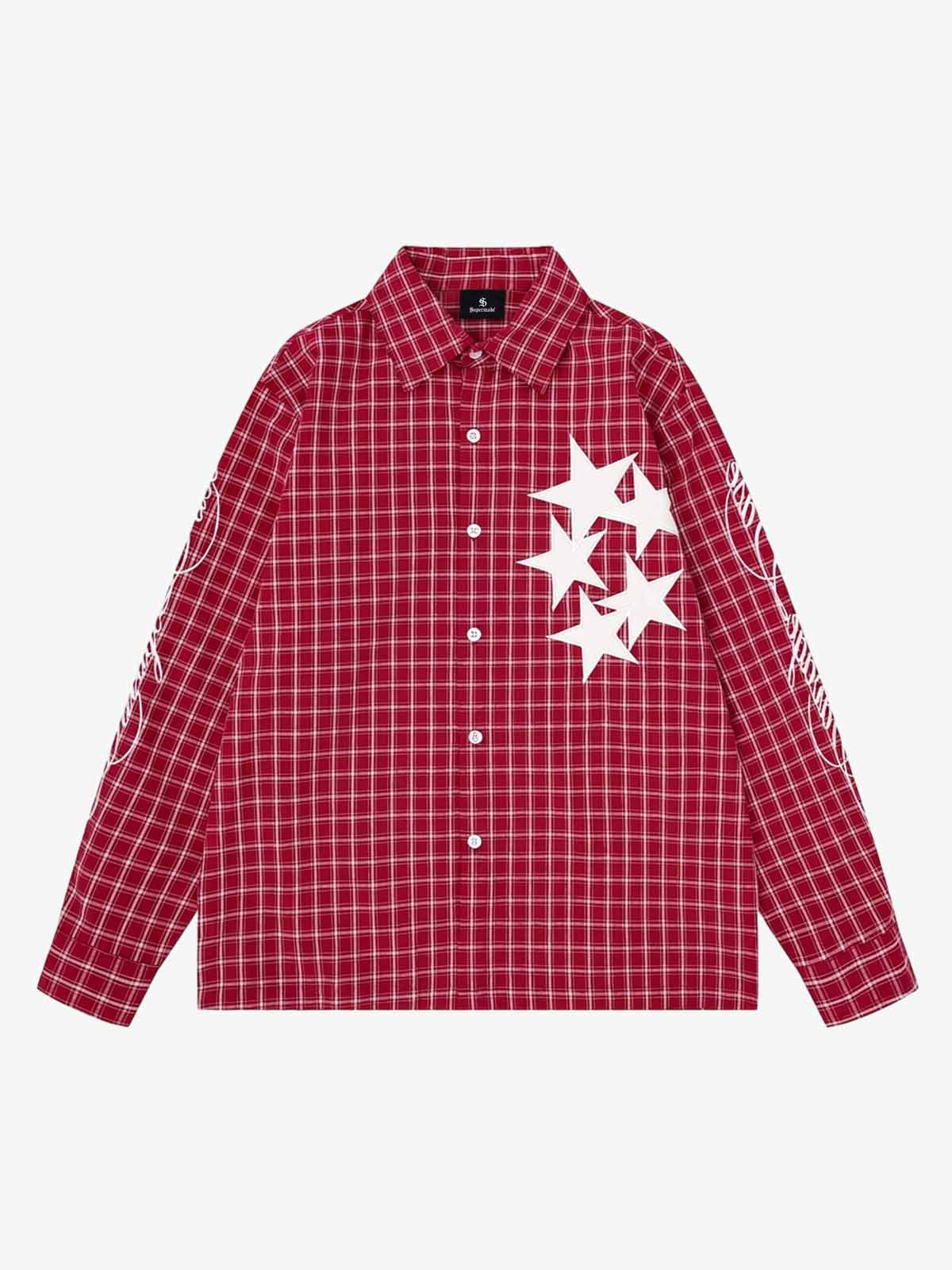 Star Applique Plaid Long Sleeve Shirt