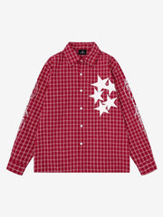Star Applique Plaid Long Sleeve Shirt