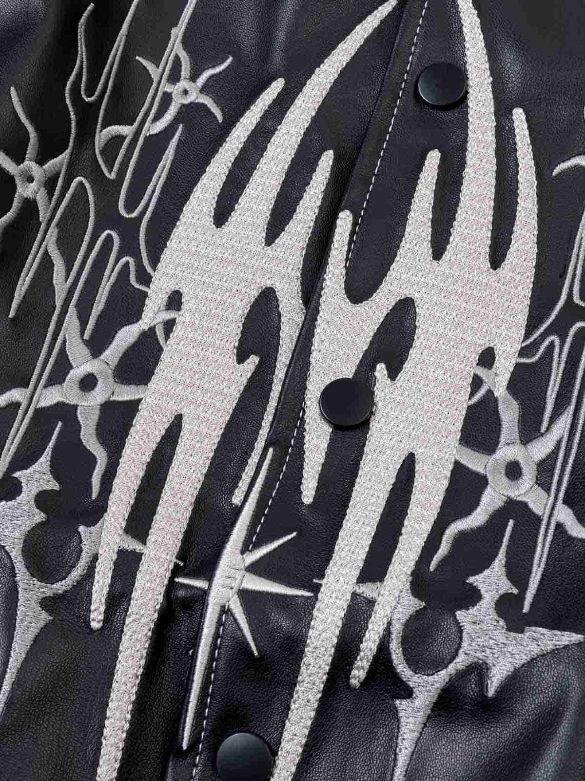 Flame Embroidered Boxy Fit Bomber Jacket