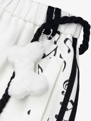Music Note Graphic Wide-Leg Sweatpants