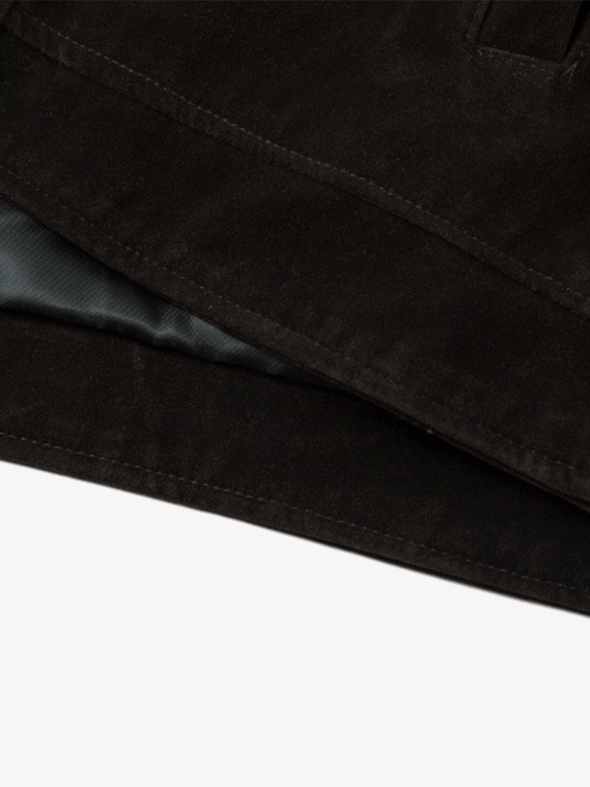 Retro Unique Metal Button Lapel Suede Bomber Jacket - 2538 