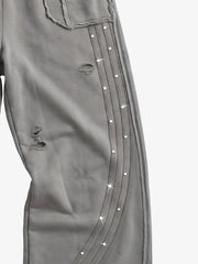 Asymmetrical Logo Embroidered Pants