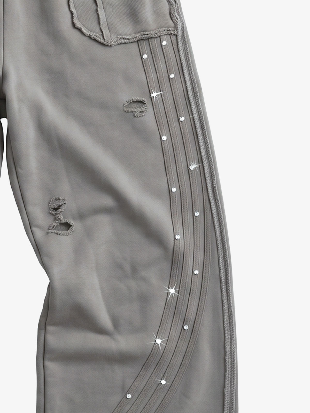 Asymmetrical Logo Embroidered Pants