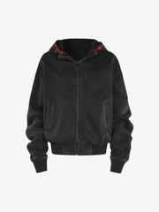 Washed Cropped Zip Hoodie